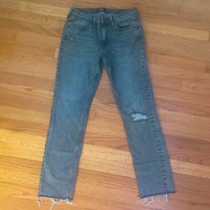 Washed balck ripped jeans
